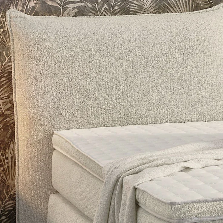 Boxspringbett 180x200 H4 Federkernmatratzen Bonell Topper Flachgewebe Beige Grau – Bild 3