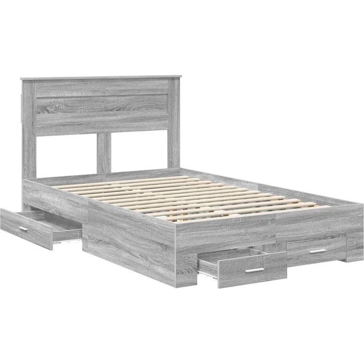 vidaXL Bettrahmen Graues Sonoma 135 x 190 cm Holzwerkstoff 3410000 – Bild 4