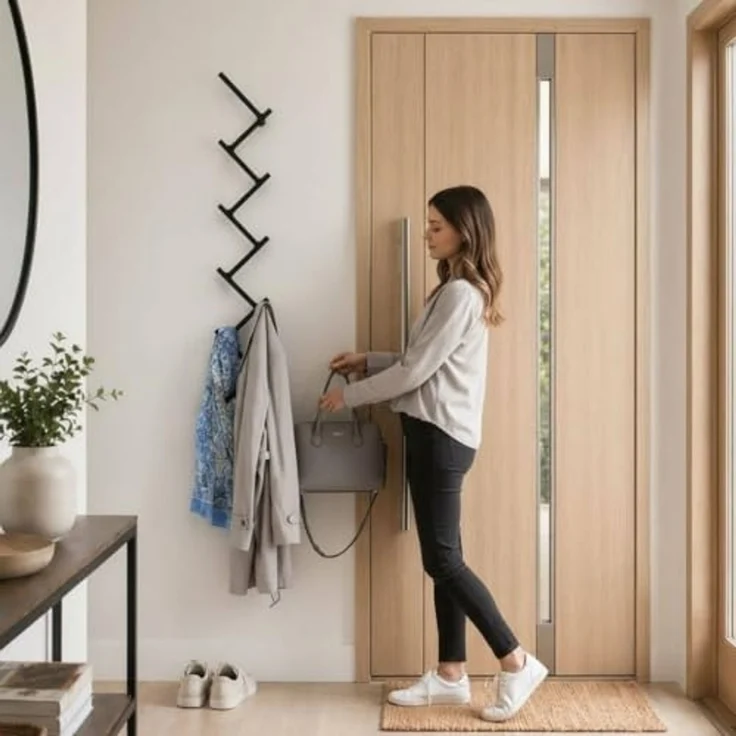 DanDiBo Wandgarderobe mit 10 Haken Garderobenhaken 96281 Garderobe Schwarz 80 cm Kleiderhaken Wandregal Haken – Bild 7