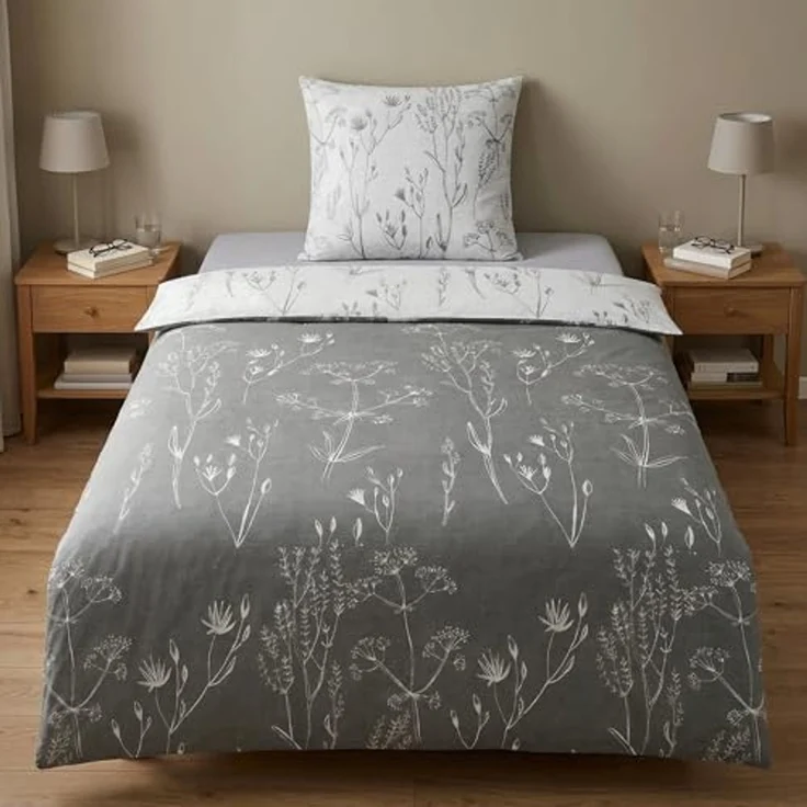 Kleine Wolke Wendebettwäsche Savannah in Gr. 135x200 oder 155x220 cm, Mako-Satin, 2 teilig, Bettwäsche aus Baumwolle, florale Bettwäsche mit Wendeoptik – Bild 6