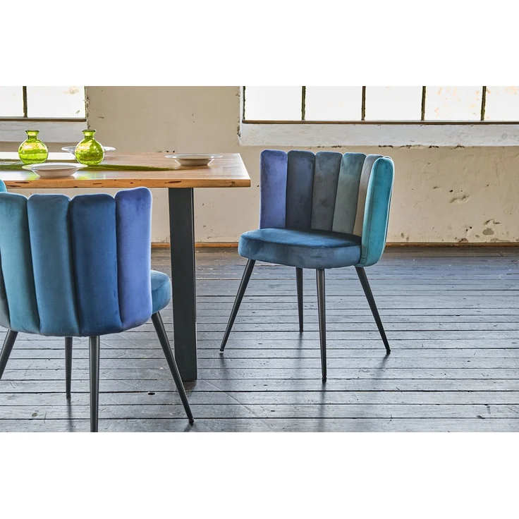 KAWOLA Stuhl JADA Esszimmerstuhl Velvet blau Fuß schwarz 86 x 55 x 59 cm – Bild 6