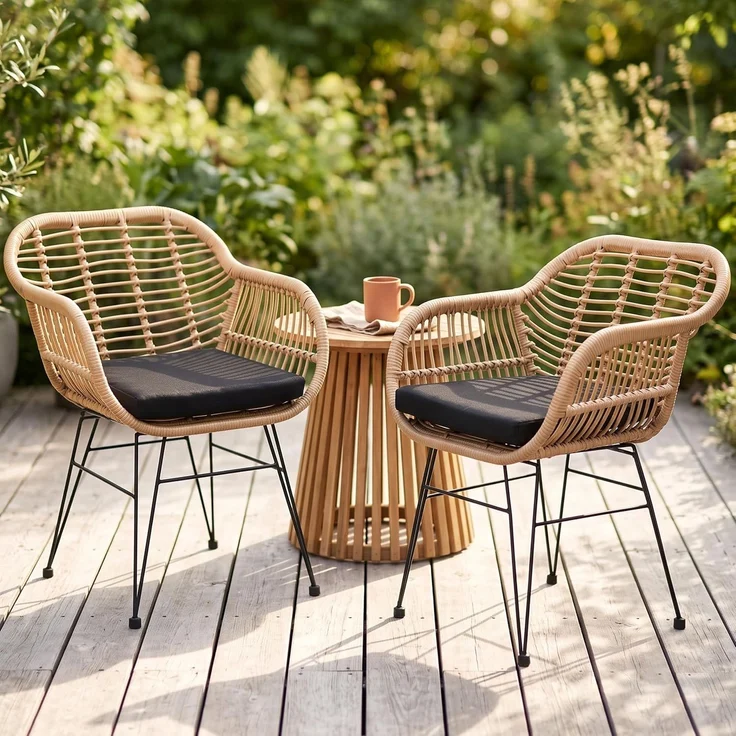 CASARIA® Korbsessel Gartenstühle 2er Set Bali Polyrattan – Bild 2