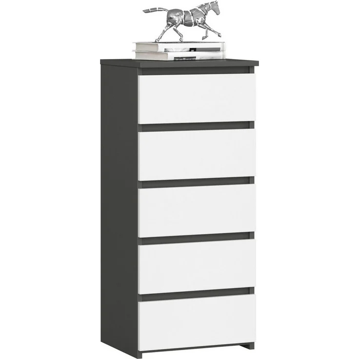 Home Collective Kommode 40 cm breit Holz Highboard Sideboard für Flur Schlafzimmer Wohnzimmer (Mehrzweckschrank Schrank schmal Kommode Schlafzimmer mit Schubladen), Kinderzimmer Organizer, 92 cm hoch mit 5 Schubladen graphit-weiß – Bild 5