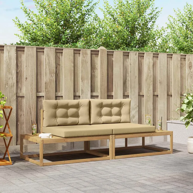 vidaXL Outdoor-Sofagarnitur 2-Sitzer Polyester Weiß 230,5 x 83 x 73 cm 3386992