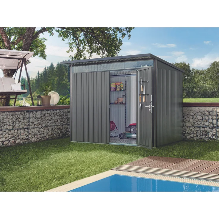 Biohort Gerätehaus AvantGarde, A4: 180 x 380 x 222 (b x t x h) cm, quarzgrau-metallic – Bild 3