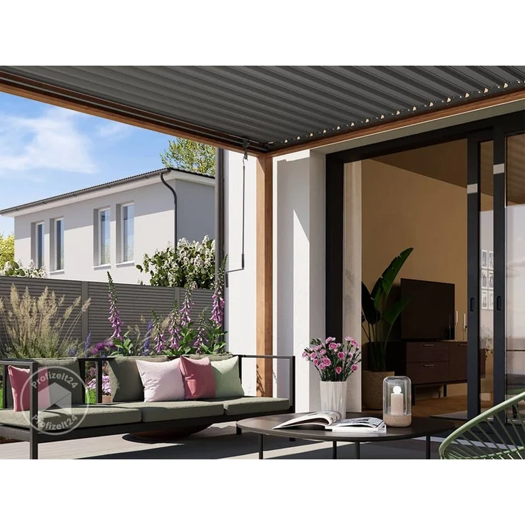 PRIMEYARD Pergola, Aluminium / Stahl braun, 3x3 m – Bild 5