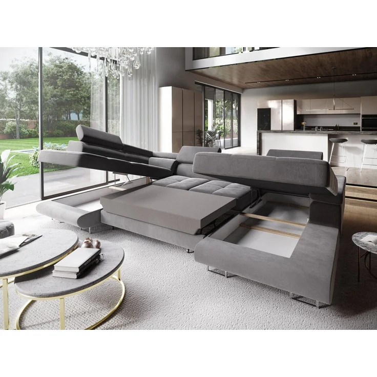 Masseno Ecksofa CASONE mit Schlaffunktion U-Form, Sofa mit Bettkasten – Bild 3