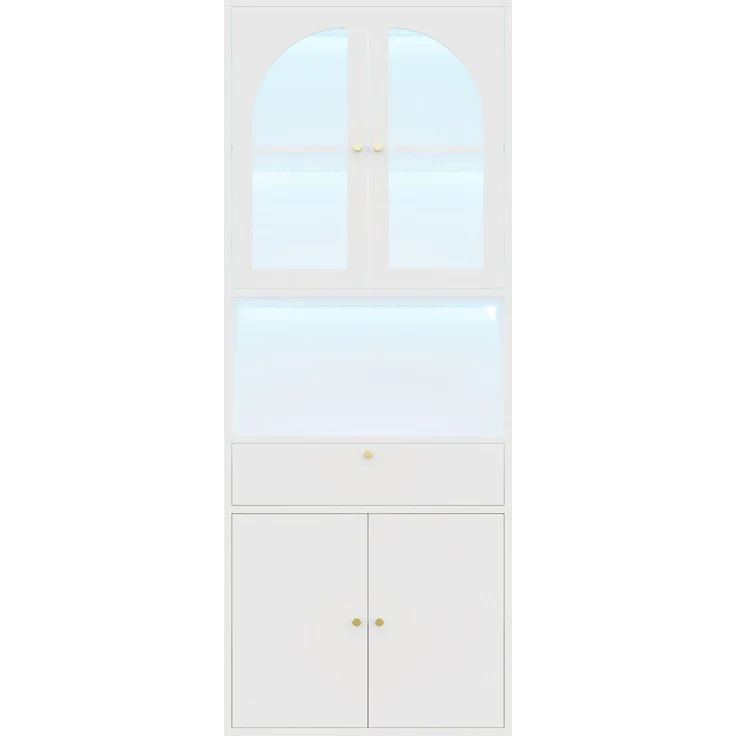 Vitrinenschrank 70x35x180 cm mit Glas, Schublade und RGB-LED, Weiß – Bild 6