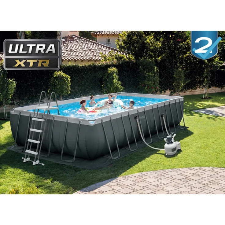 Intex 'Frame Swimming Pool Set Ultra Quadra XTR', anthrazit, 732 x 366 x 132 cm, inkl. Sandfilteranlage – Bild 2