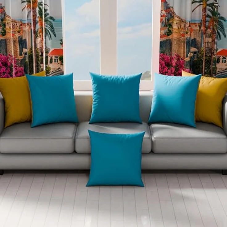 PETTI Artigiani Italiani - 2er-Set Kissenbezüge 70x40 cm aus Mikrofaser, Dekokissen-Bezüge für Schlafzimmer und Sofa, Set mit 2 Kissenhüllen, Wende-Kissenbezug Double-Face Hellblau Gelb – Bild 3
