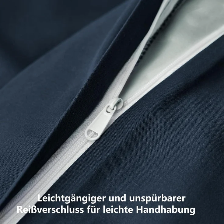 Bettwäsche 200x200 Set Dunkelblau Mikrofaser Reißverschluss – Bild 5