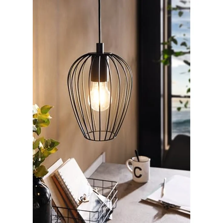 Eglo 49477 Hängeleuchte NEWTOWN Stahl schwarz E27 max. 1X40W H:110cm Ø16cm dimmbar – Bild 3