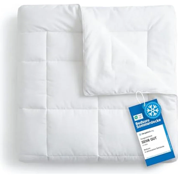 BEDSURE Sommerdecke 135x200 Dünne Sommerbettdecke - Bettdecke für Sommer | Microfaser Sommer Steppdecke für Allergiker Waschbar Hypoallergen Atmungsaktive Anschmiegsam OEKO-TEX zertifiziert, Weiß – Bild 1