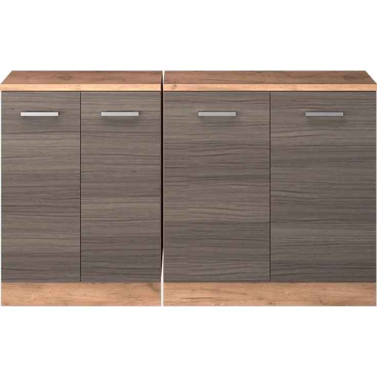 Küchenschrank für Dachschrägen R-Line Edelgrau 140 cm 2er Set Schrankkorpuss 60 cm Tiefe Vicco – Bild 3
