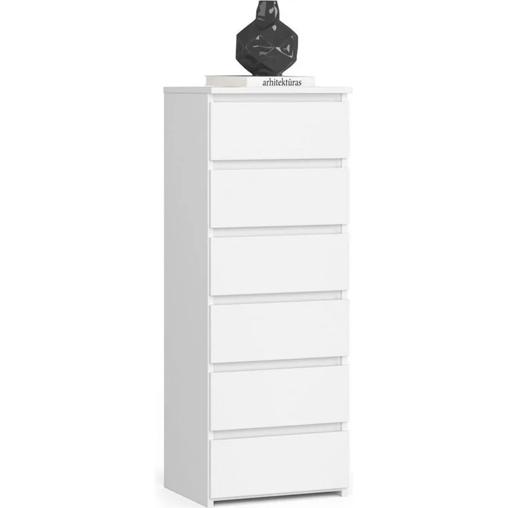 Home Collective Kommode 40 cm breit Holz Highboard Sideboard für Flur Schlafzimmer Wohnzimmer (Mehrzweckschrank Schrank schmal Kommode Schlafzimmer mit Schubladen), viel Stauraum 109 cm hoch mit 6 Schubladen weiß