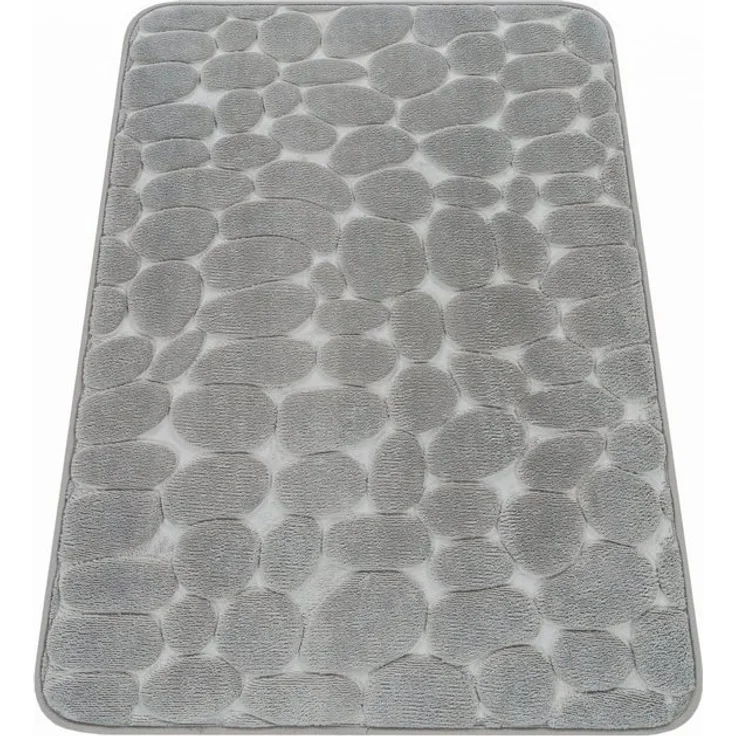 Paco Home Badematte Corby 256, Memory-Schaum Effekt, Höhe 13 mm, rutschhemmend beschichtet, fußbodenheizungsgeeignet, Polyester, rechteckig, Badteppich, Uni Farben, Motiv Steine, Hoch-Tief Effekt – Bild 4