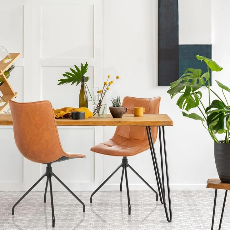 hjh OFFICE Esszimmerstuhl drehbar TARVISO Kunstleder Polsterstuhl Küchenstuhl Konferenzstuhl, Braun 729458 – Bild 2