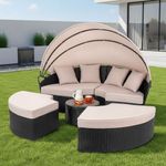 Sonneninsel 180CM Rattan Tisch Sonnenliege Polyrattan Gartenmuschel Sonnenliege