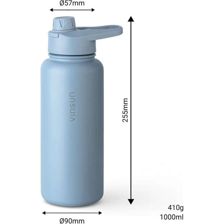 Vinsun Isolierflasche Edelstahl Trinkflasche 750ml Strohhalm - 2 Deckel Thermoflasche, BPA frei, doppelwandig, auslaufsicher, bruchsicher, geruchsneutral – Bild 3