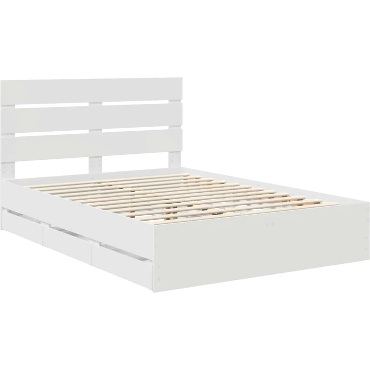 vidaXL Bettrahmen mit Schubladen Weiß 160 x 200 cm Ingenieurs Holz 3411818 – Bild 4