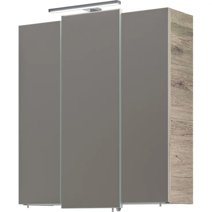 Spiegelschrank 13-I / Offenbach, Glas, Holzwerkstoff, Metall, Holzfarben, Verspiegelt, 68 x 73 x 20 cm