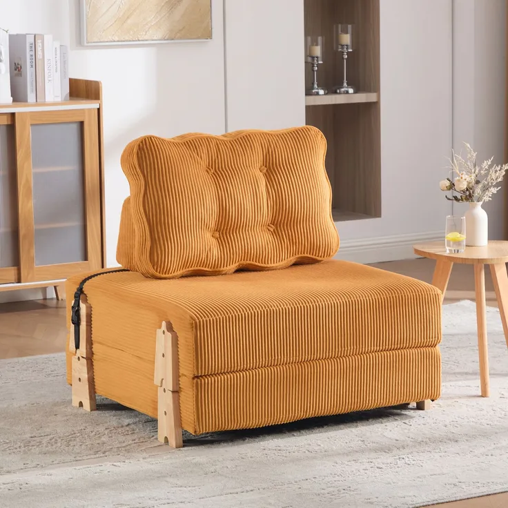 1-Sitzer Schlafsessel 90 x 86 x 84 cm aus Cord mit Schlaffunktion