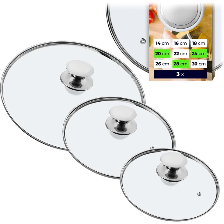 KADAX Glasdeckel-Deckelset 20/24/28 cm – Bild 1