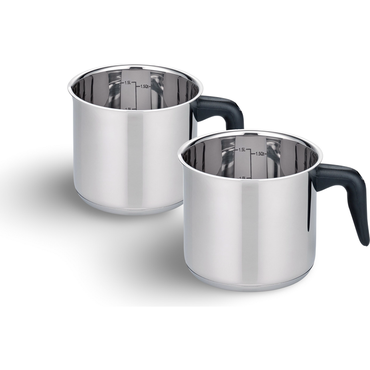 2x Edelstahl Milchtopf "Turin" 14cm kleiner Kochtopf hoher Rand Topf Topfset 2 Töpfe