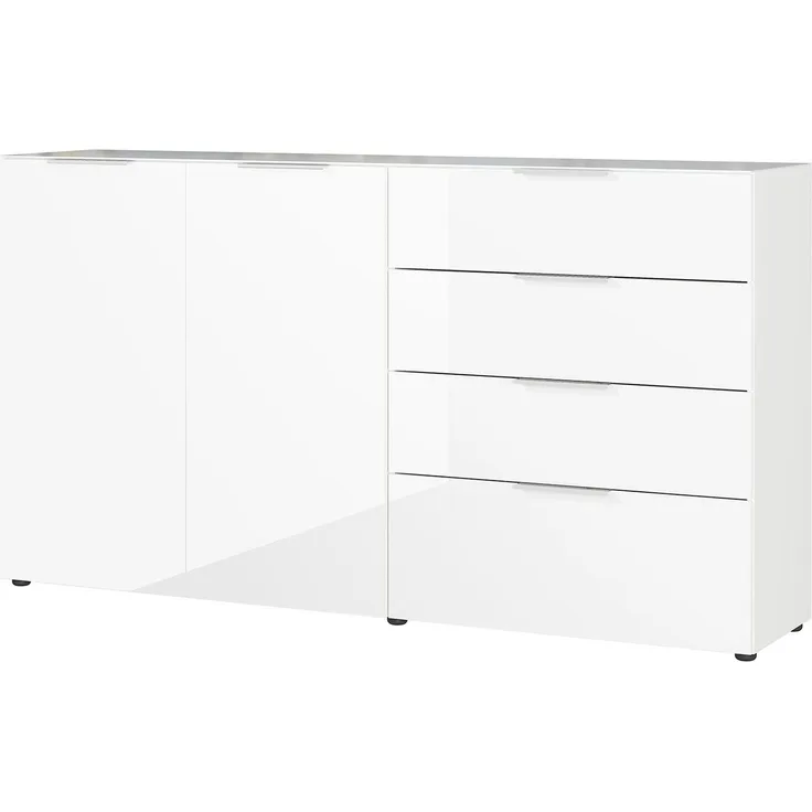 Sideboard Owingen / Oakland, Glas, Holzwerkstoff, Weiß, 184 x 102 x 42 cm