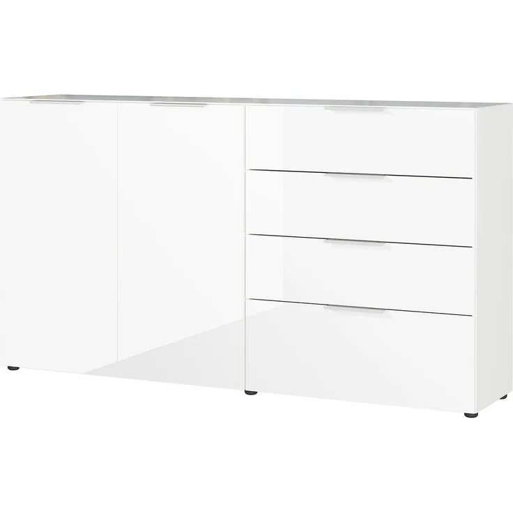 Sideboard Owingen / Oakland, Glas, Holzwerkstoff, Weiß, 184 x 102 x 42 cm – Bild 1
