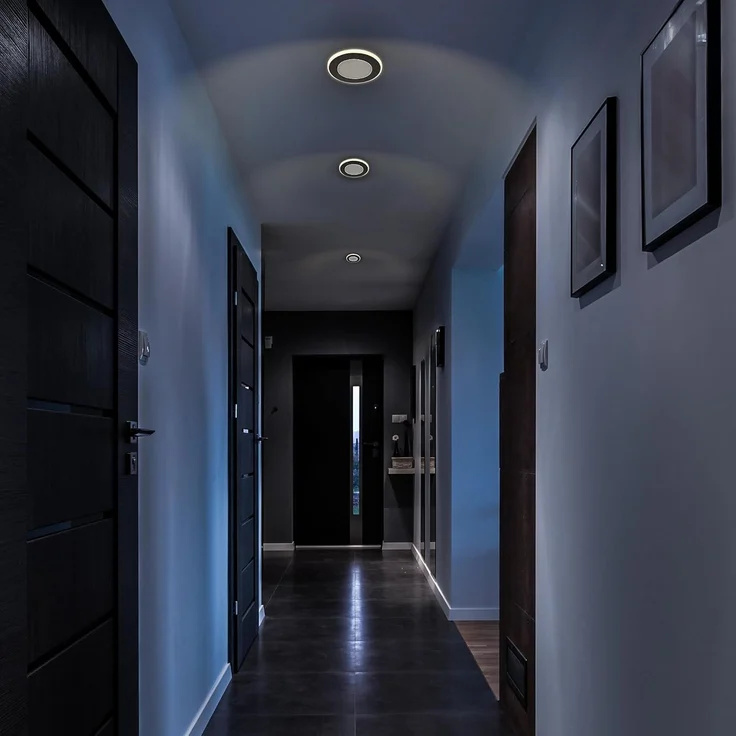 B.K.Licht - 6er Set LED Einbaustrahler 230V mit Nachtlichtfunktion, Flächen und Ringe sep. schaltbar, Speicherfunktion, LED Spot, flach, Deckenspots, Einbauleuchten, 68mm, 93x30 mm, Schwarz – Bild 4