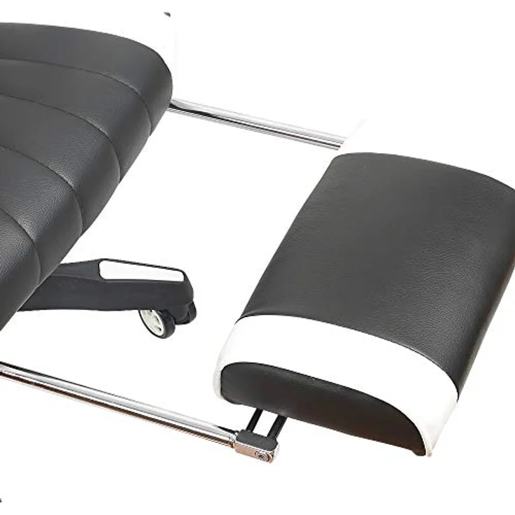 Gamingstuhl Weiß/Schwarz Chefsessel Drehstuhl Bürositz Schreibtisch Fußstütze – Bild 8