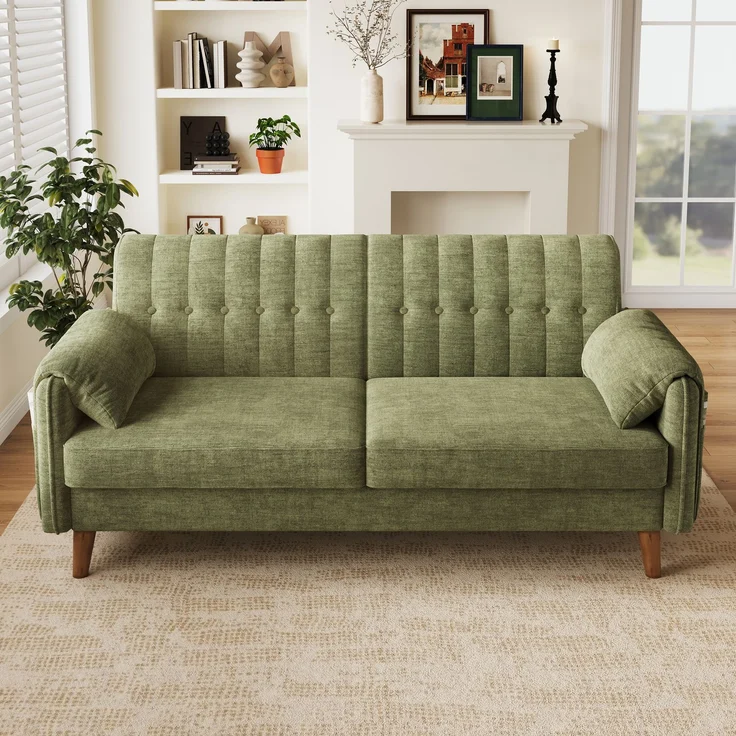 2-Sitzer Sofa B 161,5 x T 79 x H 83,5 cm aus Chenille mit Knopfheftung – Bild 2