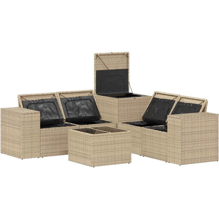 vidaXL Sofa Set 6 stk. Beige und Hellgrau Polyrattan und Stahl 3447577 – Bild 7