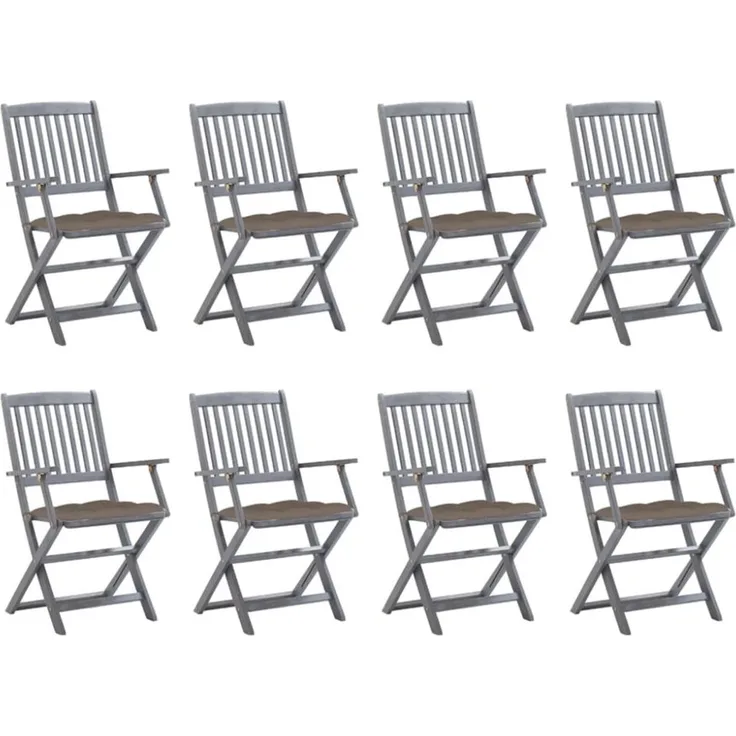 vidaXL Klappbare Gartenstühle 8 Stk. mit Kissen Massivholz Akazie 3078285