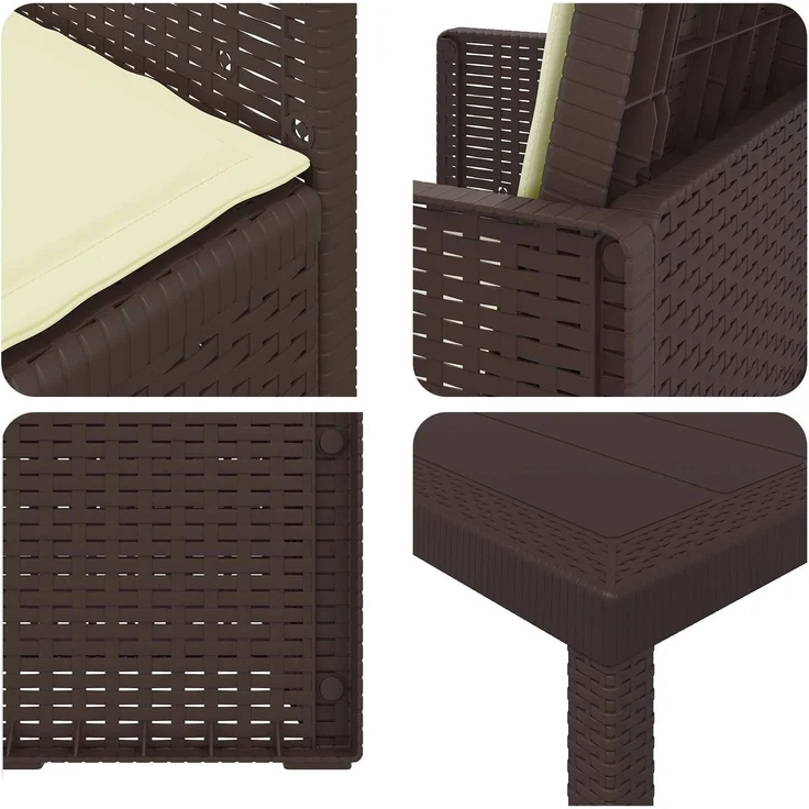 vidaXL Garten Essgruppe 9 stk. 8-Sitzer Braun und Creme PP 3430091 – Bild 8