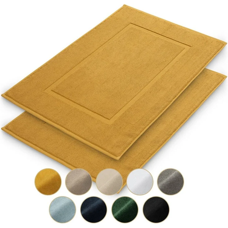 Blumtal Badematte Premium Badezimmerteppich Terry - schnell trocknend & strapazierfähig, 100% Baumwolle, 50x80 cm, Oeko-Tex zertifiziert, Baumwolle, Rechteckig, 2 teilig – Bild 1