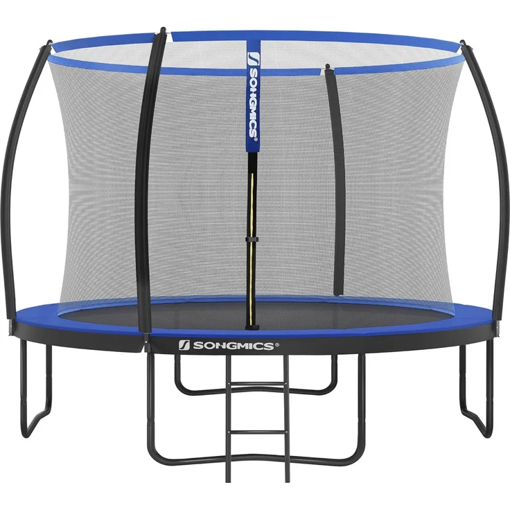 Songmics Trampolin mit Leiter, Sicherheitsnetz und gepolsterten Stangen, Stahl blau, Ø 305 cm – Bild 1