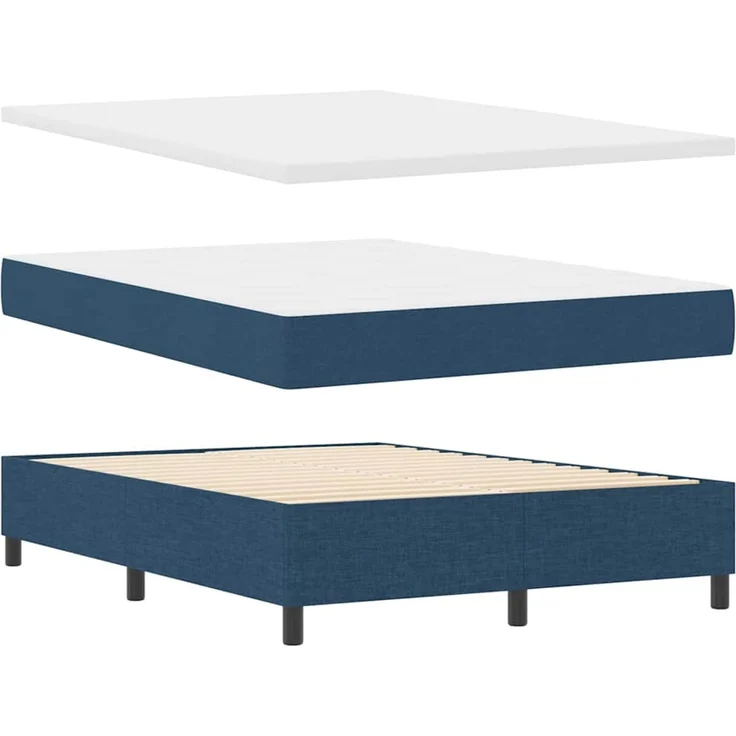 vidaXL Boxspringbett mit Matratze mit LED Blau 140 x 200 cm Stoff 3342801 – Bild 7