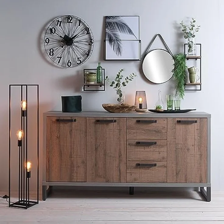 casa NOVA Stehlampe HAMPER, H 120 cm, Ein-/Ausschalter, ohne Leuchtmittel, Metall, schwarz, mit Fußschalter – Bild 6