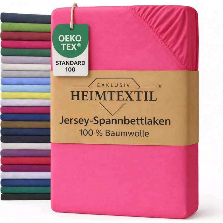 EXKLUSIV HEIMTEXTIL Jersey Spannbettlaken Premium 140 x 200 cm Pink 100% Baumwolle Öko - Tex Zertifiziert Bed-Sheet Bettlaken Spannbetttuch Topper Leinentuch – Bild 1