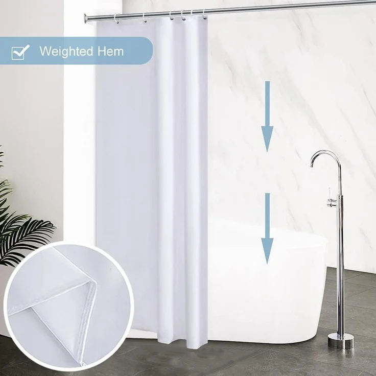 Schmaler Duschvorhang Polyester Weiß 150x200 Wasserabweisend waschbar – Bild 5