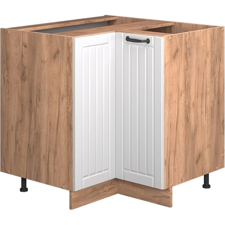 Eckunterschrank Fame-Line Weiß Landhaus 80.5 cm ohne Arbeitsplatte Vicco – Bild 1