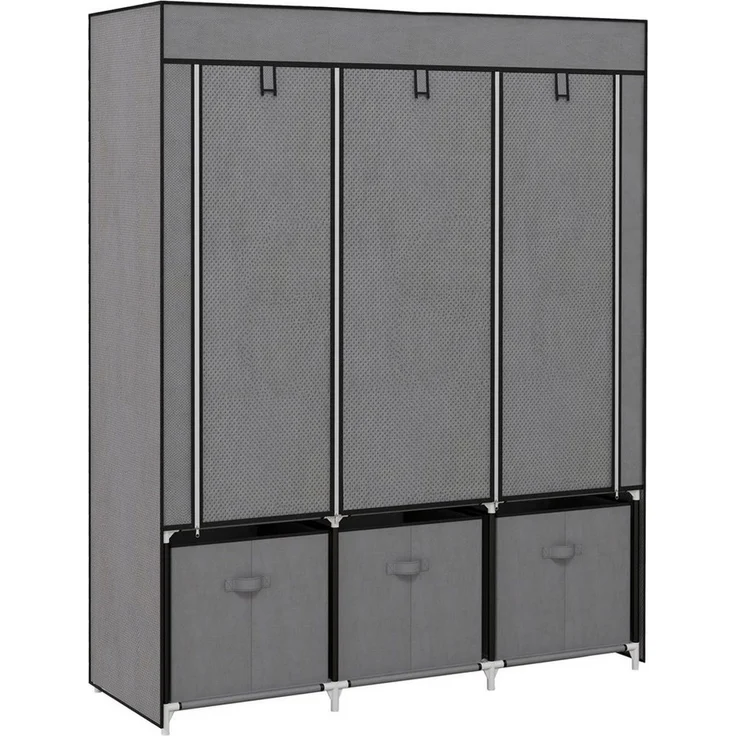 OKWISH Kleiderschrank Faltbarer Stoffschrank 125x43x162,5cm in Dunkelgrau mit 3 Schubladen (Garderobe mit Reißverschluss aus Vliesstoff, 1-St, Kleiderschrank) Platzsparender Faltschrank für Kleidung & Accessoires – Bild 2
