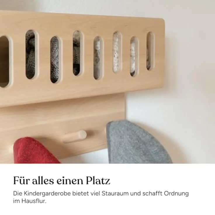 Ehrenkind Wandgarderobe für Kinder, Kindergarderobe (Garderobe Kinder, Garderobe für Kinderzimmer, Kinder Garderobe), aus massivem und nachhaltigem Holz - nach Montessori – Bild 7