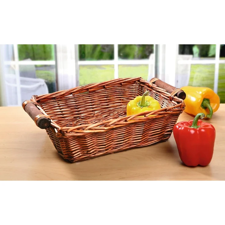 Schale mit Holzgriffen Deko Aufbewahrung Obstschale Tisch Korb 40cm – Bild 4