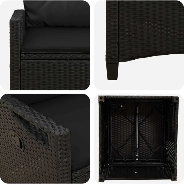 vidaXL Gartenstuhl 2 pcs Schwarz 56 x 64 x 94 cm Stahl und Polyester 42026829 – Bild 8