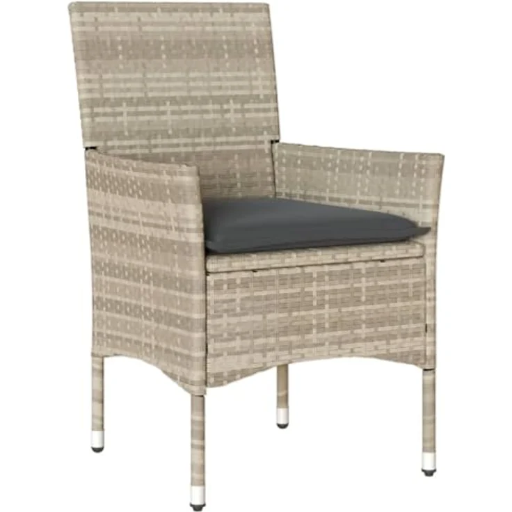 vidaXL Gartenstühle mit Kissen 2 Stk. Hellgrau Poly Rattan 368114 – Bild 7