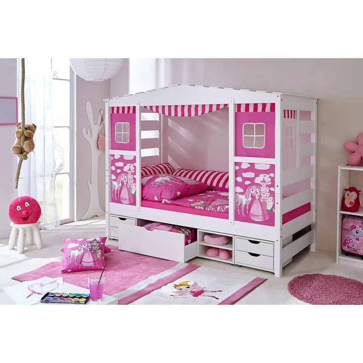 Hausbett "Lio" 90x200 Kiefer massiv weiß
