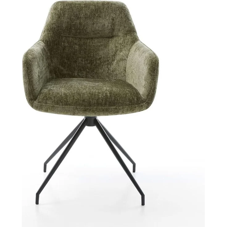 Drehstuhl Pejo-Flex Chenille Olive Kreuzgestell konisch Schwarz 180° drehbar Taschenfederkern – Bild 3